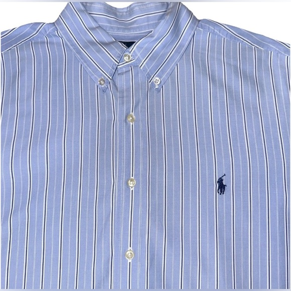 Ralph Lauren Mens XL Bengal Long Sleeve Blue White Striped Classic Button Down - Picture 5 of 14